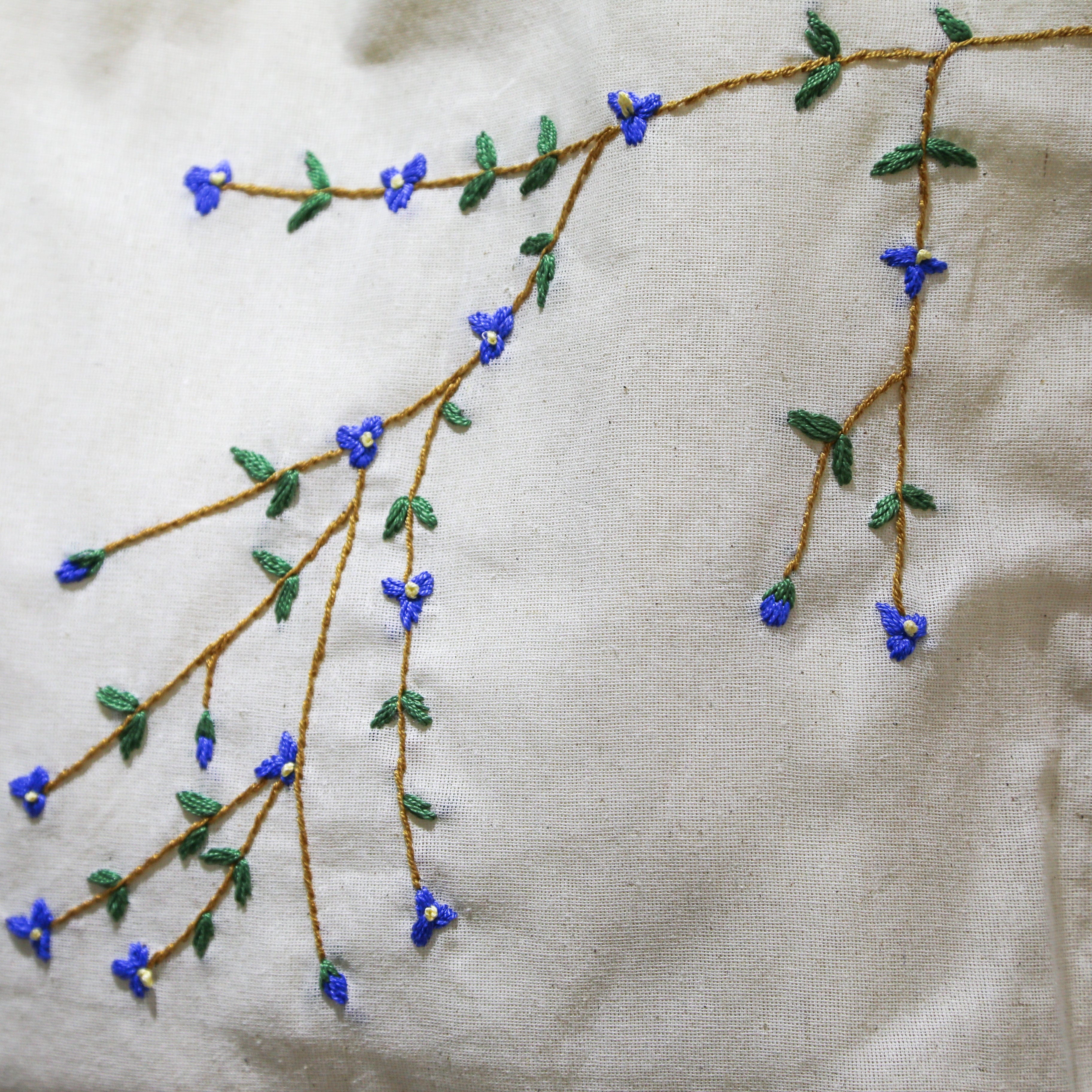 Shams El Balad Tote bag Blue Hanging flowers Embroidered Tote Bag