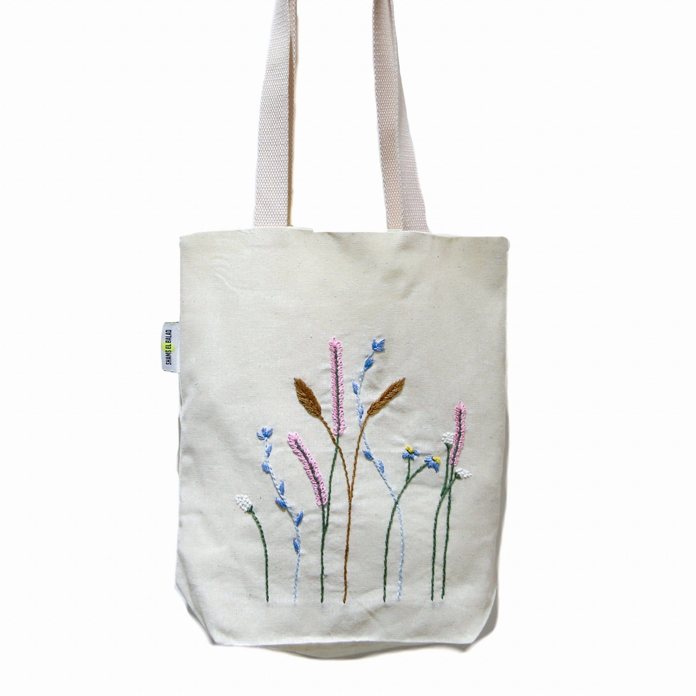 Shams El Balad Tote bag Floral Spring Embroidered Tote Bag