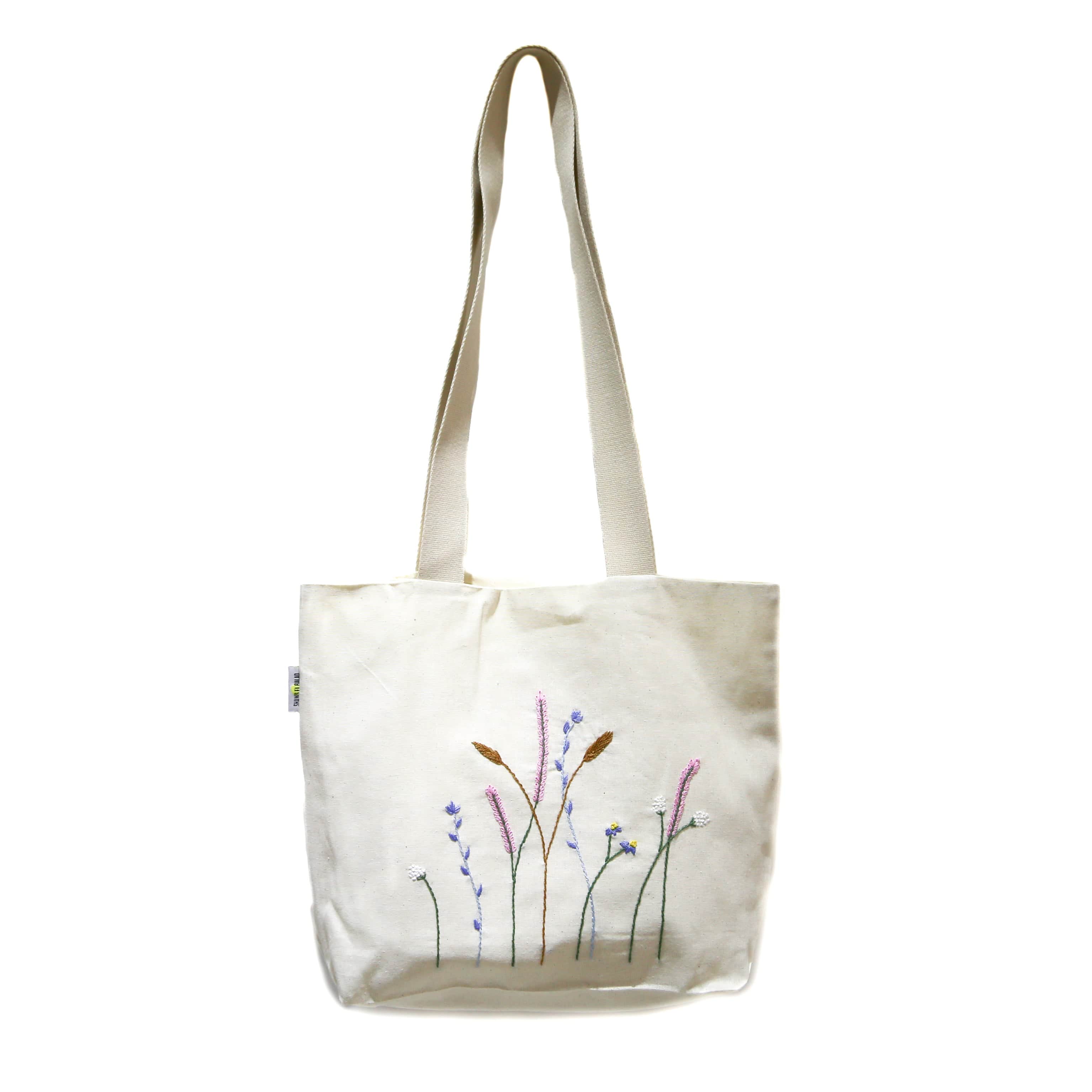Shams El Balad Tote bag Large Floral Spring Embroidered Tote Bag