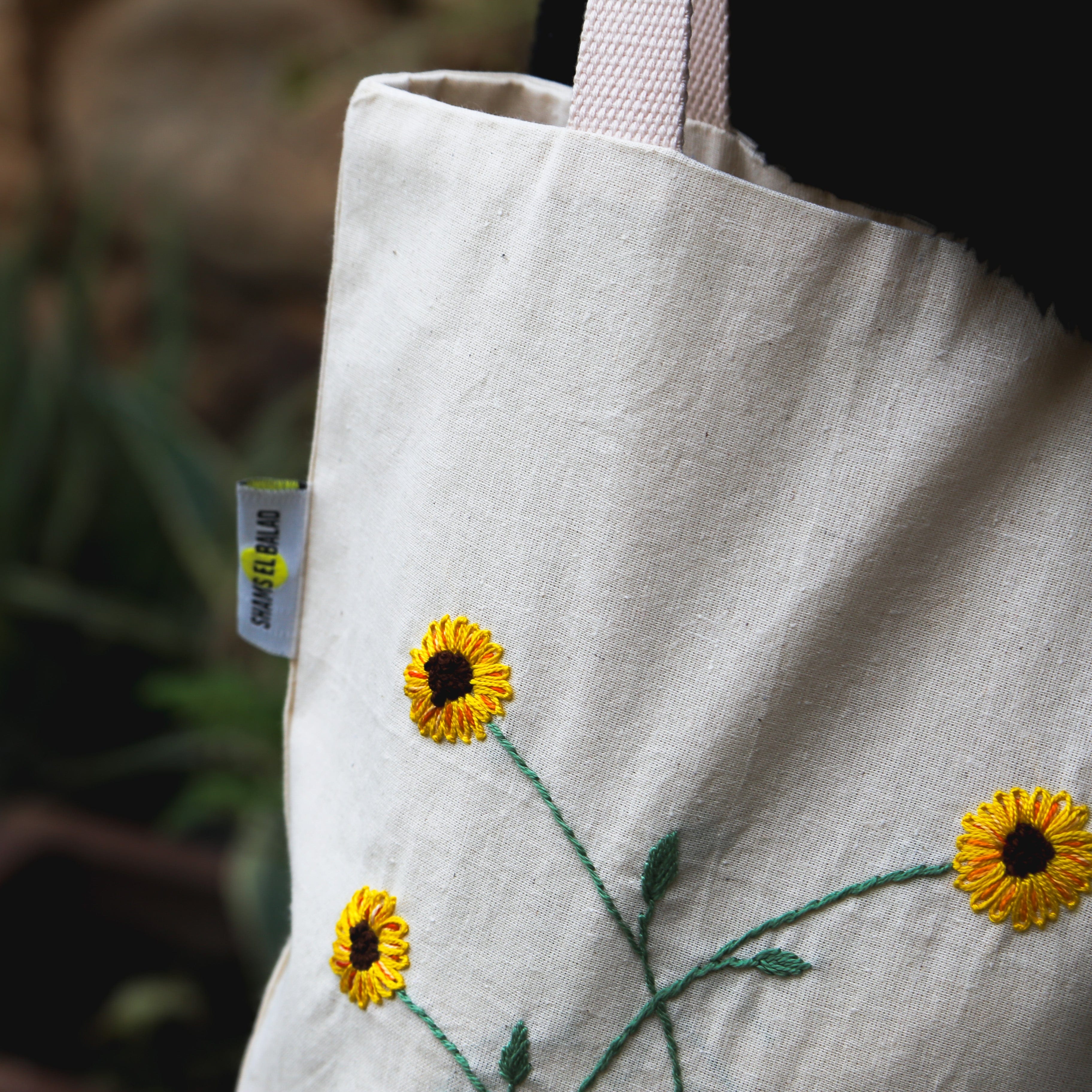 Shams El Balad Tote bag Sunflower Embroidered Tote Bag