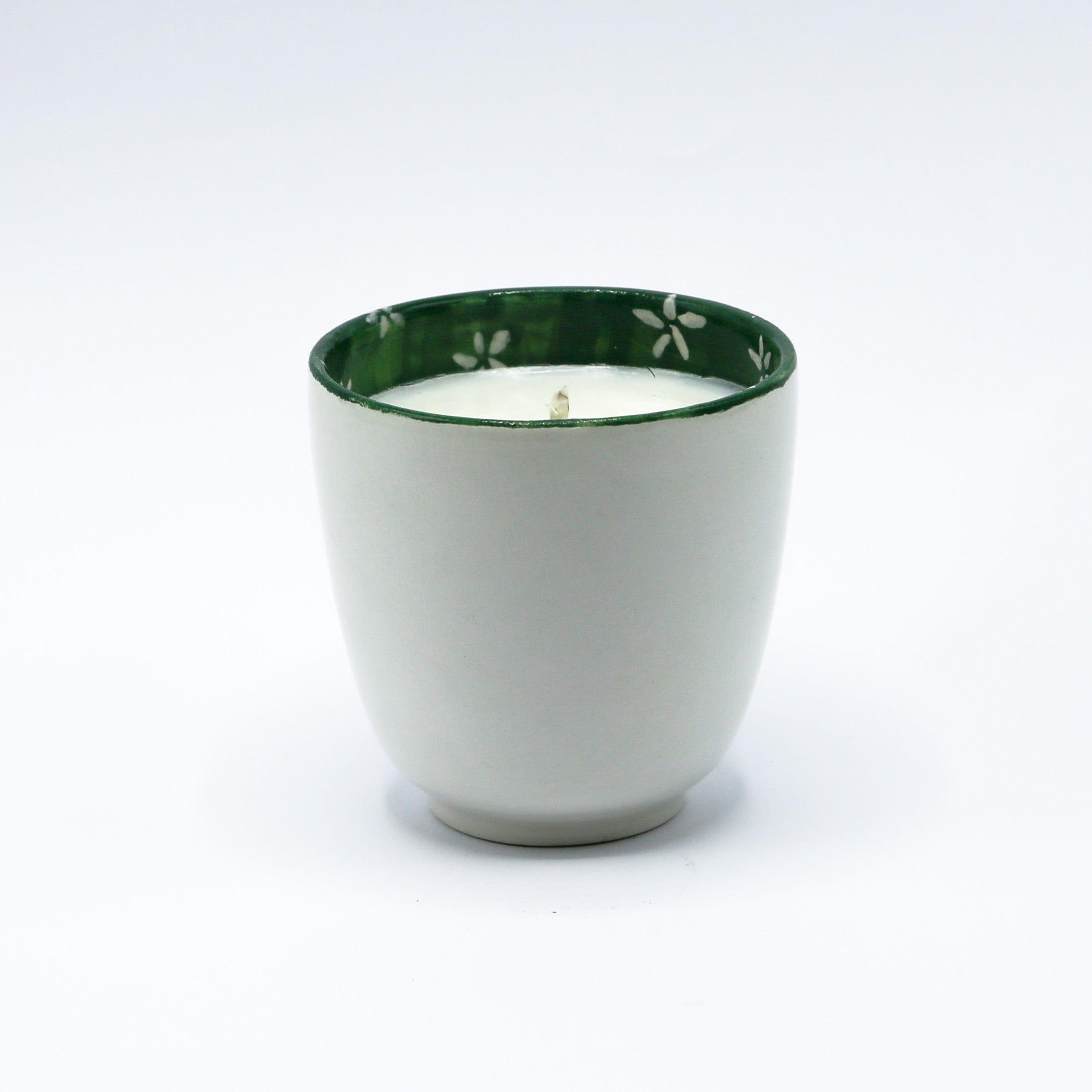 Shams El Balad Candle Green / Jasmine Floral Ceramic Candles